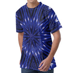 Blue Kaleidoscope Print Men's Velvet T-Shirt