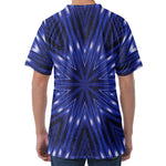 Blue Kaleidoscope Print Men's Velvet T-Shirt