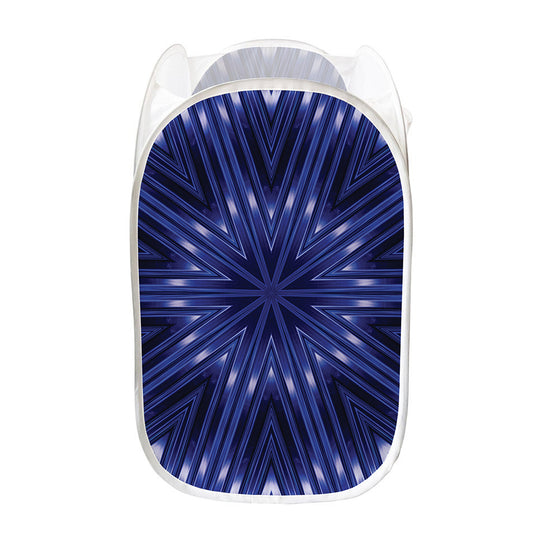 Blue Kaleidoscope Print Mesh Laundry Hamper