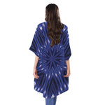 Blue Kaleidoscope Print Open Front Beach Cover Up