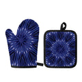 Blue Kaleidoscope Print Oven Mitt And Pot Holder Set