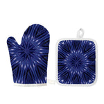 Blue Kaleidoscope Print Oven Mitt And Pot Holder Set