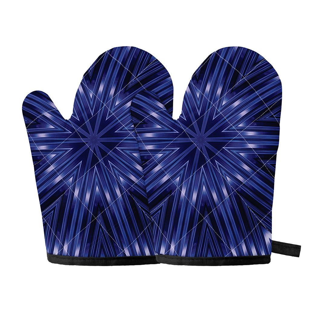 Blue Kaleidoscope Print Oven Mitts