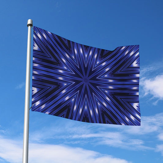 Blue Kaleidoscope Print Polyester Flag