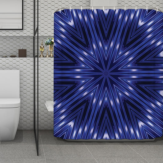 Blue Kaleidoscope Print Polyester Shower Curtain