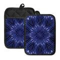 Blue Kaleidoscope Print Pot Holders With Pocket