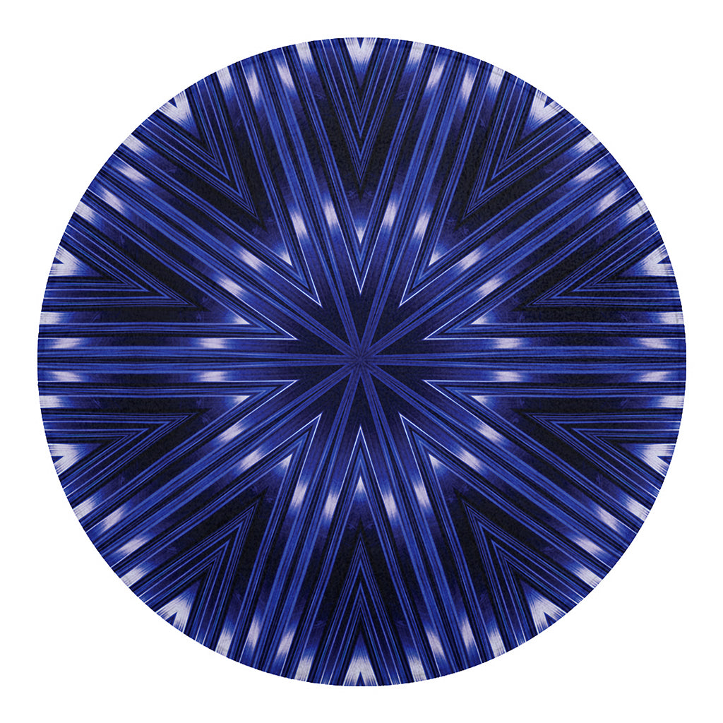 Blue Kaleidoscope Print Round Blanket