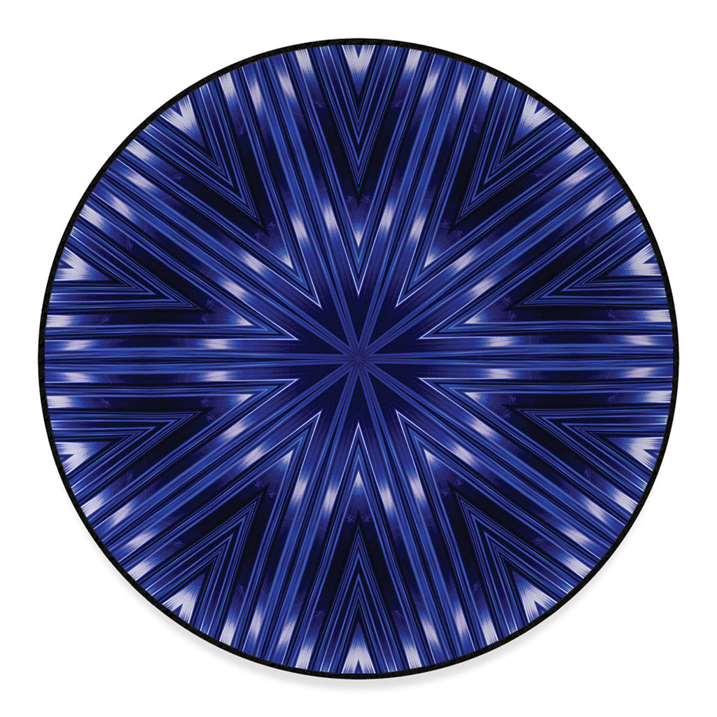 Blue Kaleidoscope Print Round Floor Mat