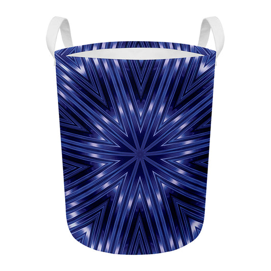 Blue Kaleidoscope Print Round Laundry Basket