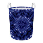 Blue Kaleidoscope Print Round Laundry Basket