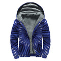Blue Kaleidoscope Print Sherpa Lined Zip Up Hoodie