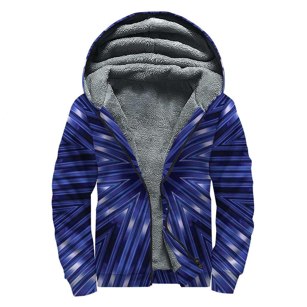 Blue Kaleidoscope Print Sherpa Lined Zip Up Hoodie