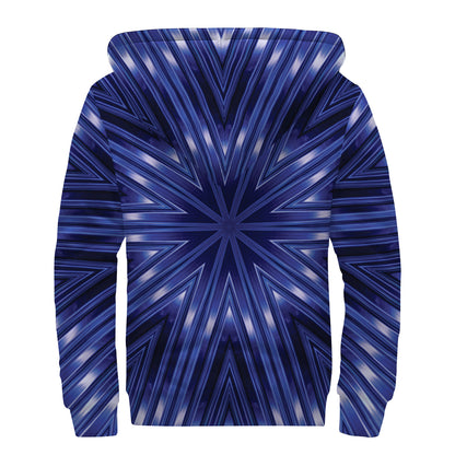 Blue Kaleidoscope Print Sherpa Lined Zip Up Hoodie