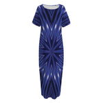 Blue Kaleidoscope Print Short Sleeve Long Nightdress