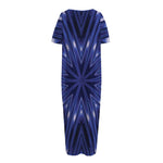 Blue Kaleidoscope Print Short Sleeve Long Nightdress