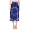 Blue Kaleidoscope Print Side Slit Midi Skirt