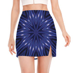 Blue Kaleidoscope Print Side Slit Mini Skirt