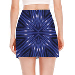 Blue Kaleidoscope Print Side Slit Mini Skirt
