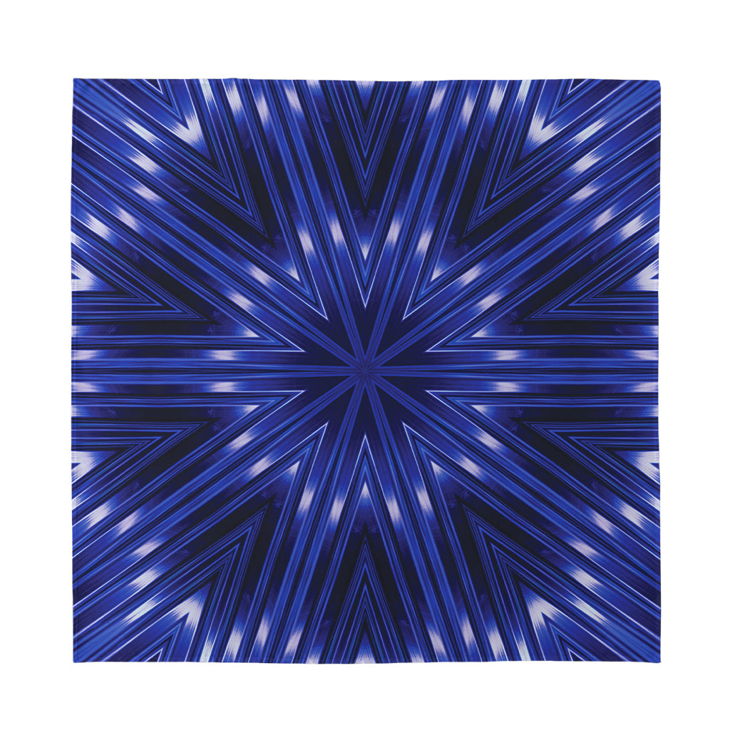 Blue Kaleidoscope Print Silk Bandana
