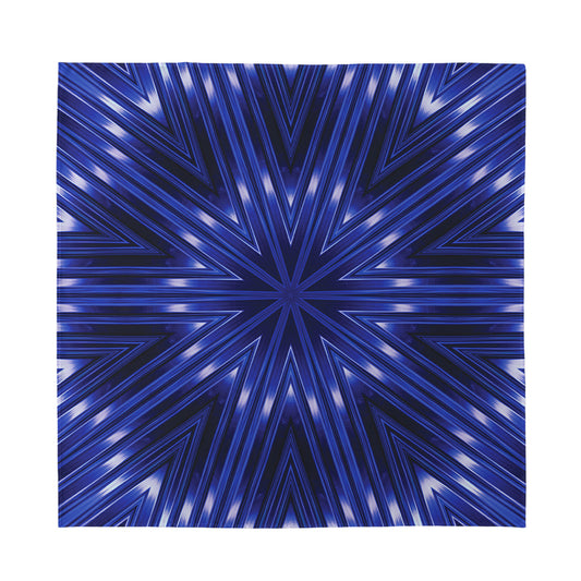 Blue Kaleidoscope Print Silk Bandana