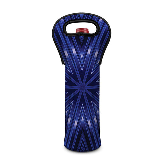 Blue Kaleidoscope Print Single Neoprene Wine Tote