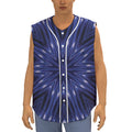 Blue Kaleidoscope Print Sleeveless Baseball Jersey