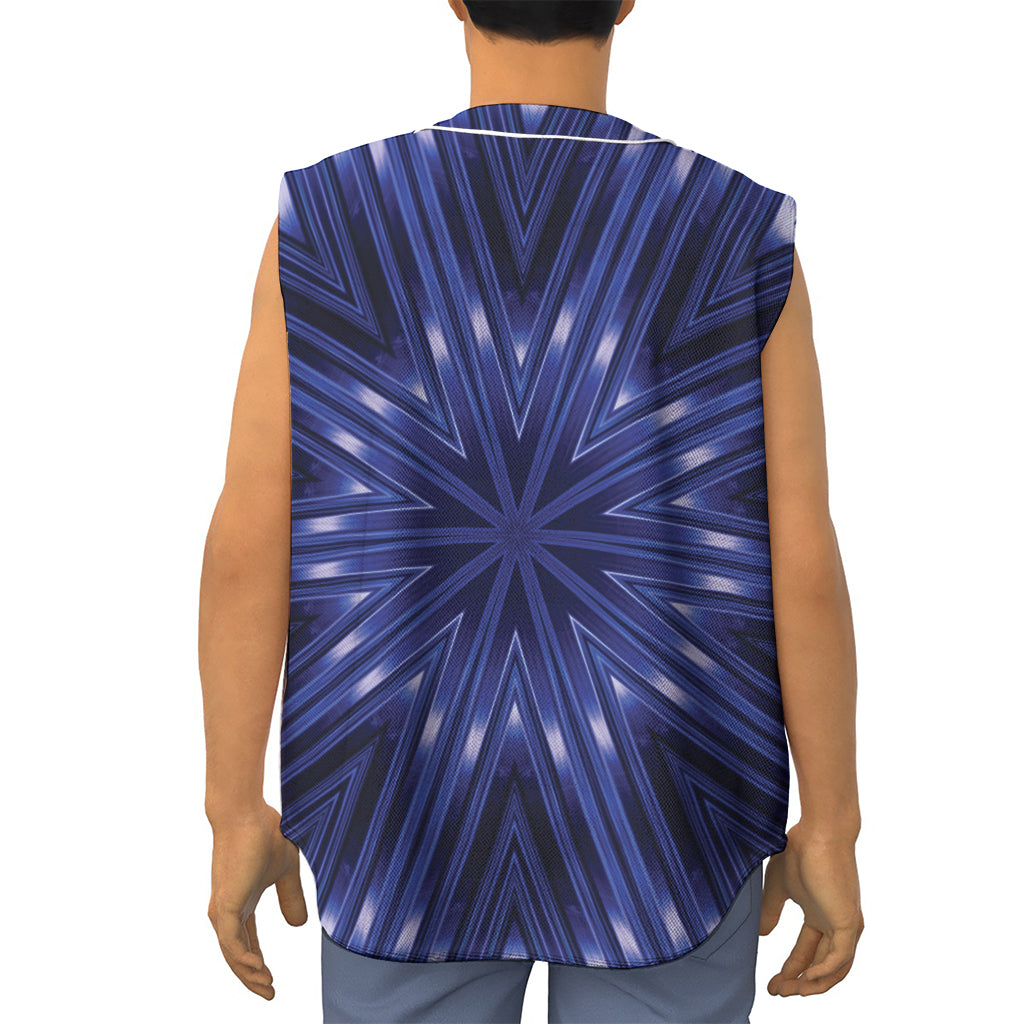 Blue Kaleidoscope Print Sleeveless Baseball Jersey
