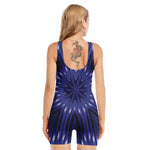 Blue Kaleidoscope Print Sleeveless One Piece Swimsuit