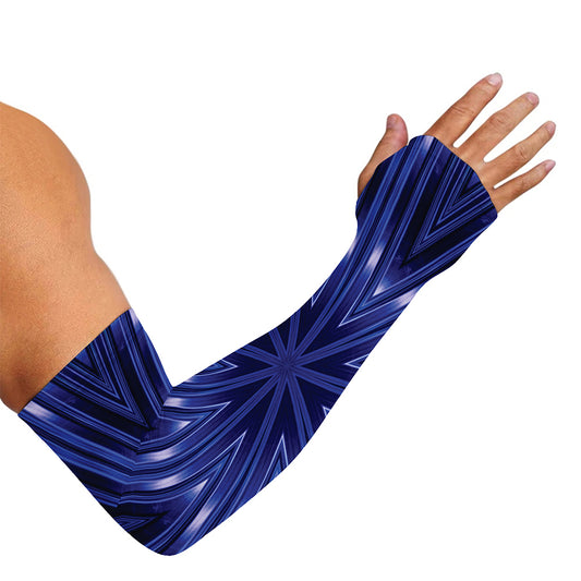 Blue Kaleidoscope Print Sun Protection Arm Sleeves