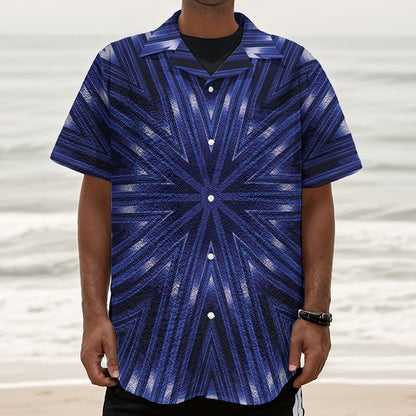 Blue Kaleidoscope Print Textured Short Sleeve Shirt