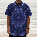 Blue Kaleidoscope Print Textured Short Sleeve Shirt