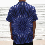 Blue Kaleidoscope Print Textured Short Sleeve Shirt