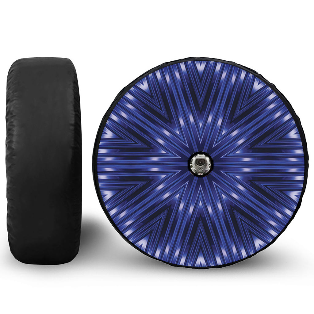 Blue Kaleidoscope Print Tire Cover With Camera Hole