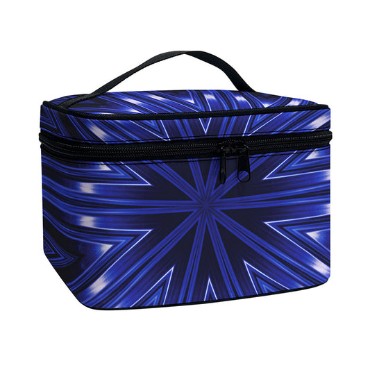 Blue Kaleidoscope Print Travel Makeup Bag