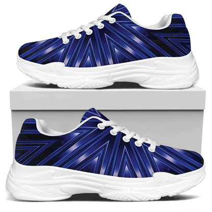 Blue Kaleidoscope Print White Chunky Shoes