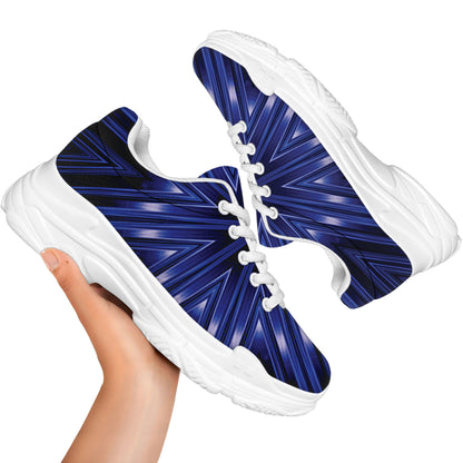Blue Kaleidoscope Print White Chunky Shoes
