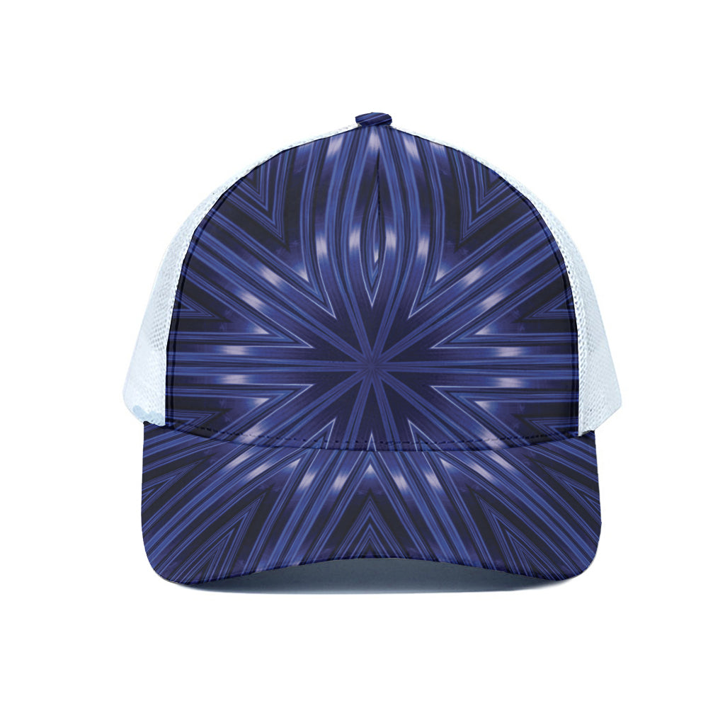 Blue Kaleidoscope Print White Mesh Trucker Cap