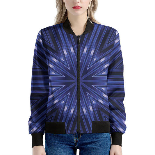Blue Kaleidoscope Print Women's Bomber Jacket