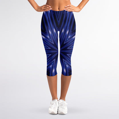 Blue Kaleidoscope Print Women's Capri Leggings