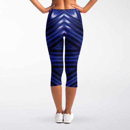 Blue Kaleidoscope Print Women's Capri Leggings