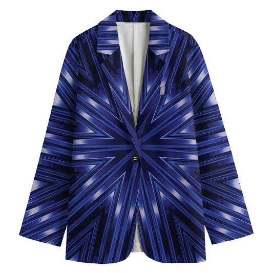 Blue Kaleidoscope Print Women's Cotton Blazer