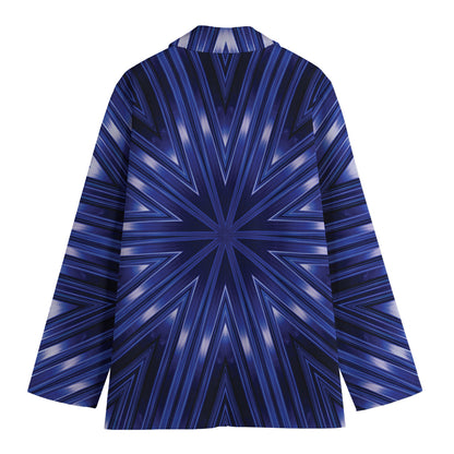 Blue Kaleidoscope Print Women's Cotton Blazer