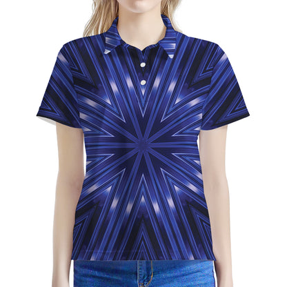 Blue Kaleidoscope Print Women's Polo Shirt