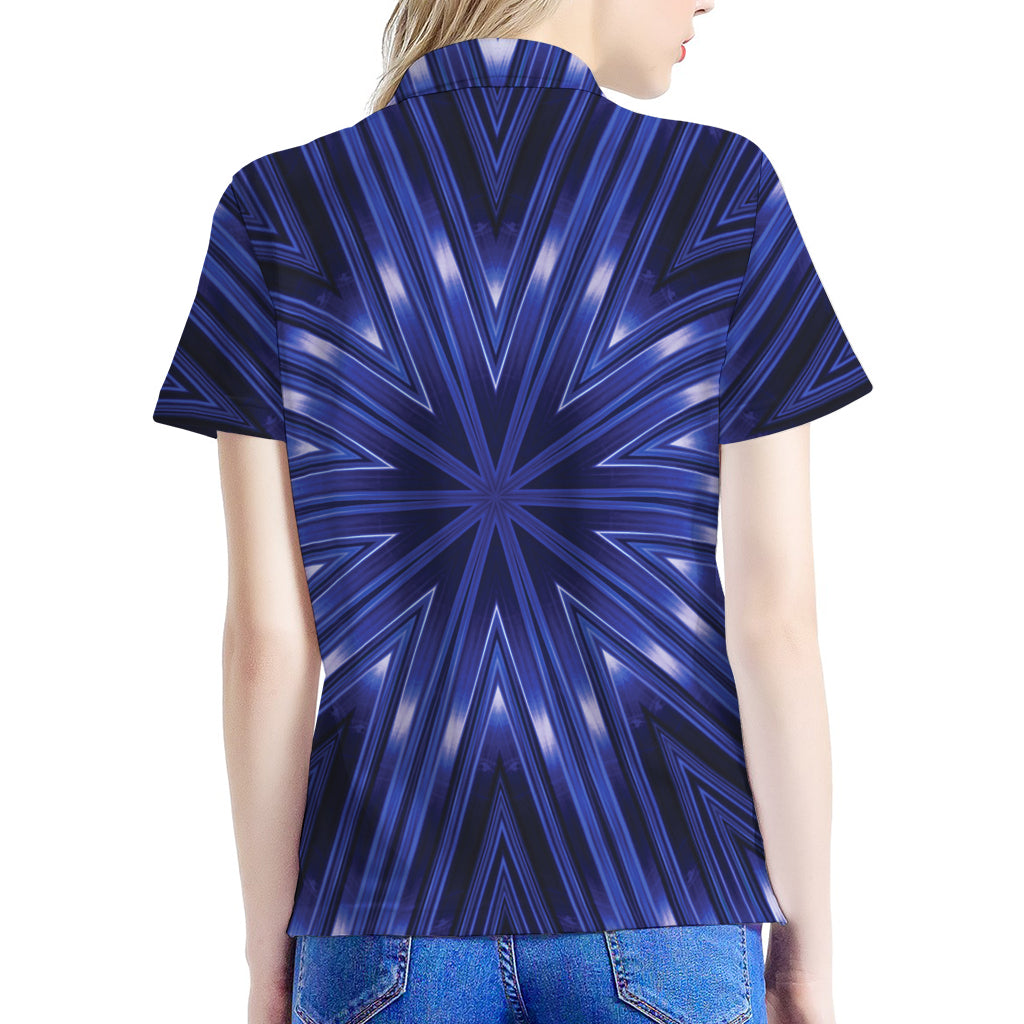 Blue Kaleidoscope Print Women's Polo Shirt