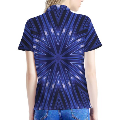 Blue Kaleidoscope Print Women's Polo Shirt