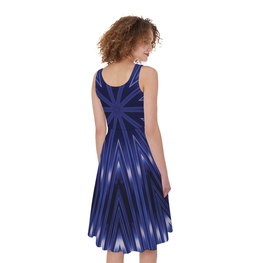 Blue Kaleidoscope Print Women's Sleeveless Dress