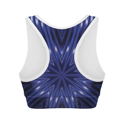 Blue Kaleidoscope Print Women's Sports Bra