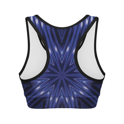 Blue Kaleidoscope Print Women's Sports Bra