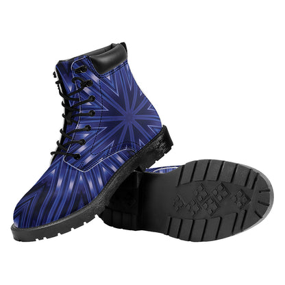 Blue Kaleidoscope Print Work Boots