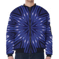 Blue Kaleidoscope Print Zip Sleeve Bomber Jacket